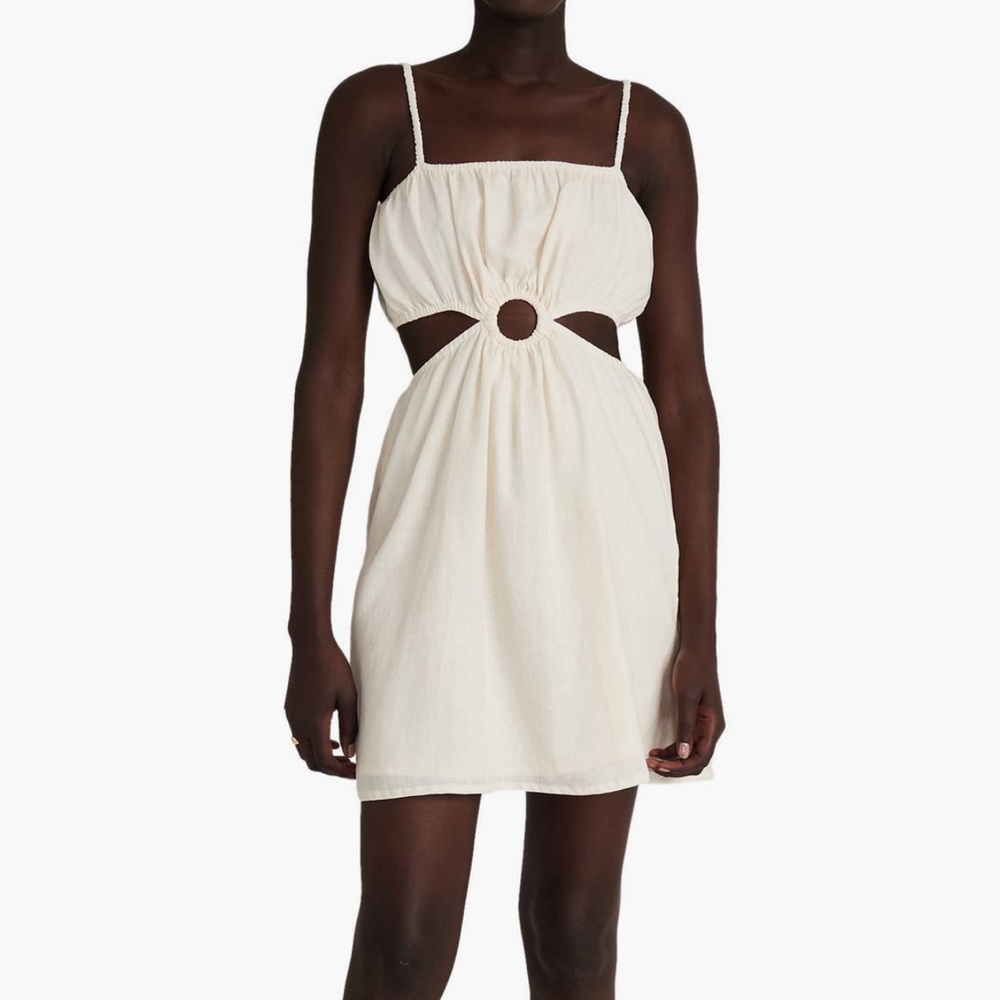 Faithfull the Brand Cream Cut-Out Mini Dress